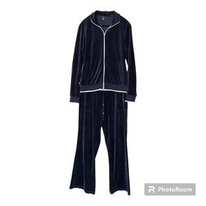 Chaps Ralph Lauren Navy Velour Tracksuit Jogger Size‎ Small Pant/Medium Jacket